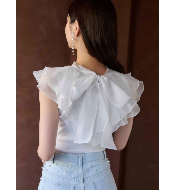 MERCURYDUO「異素材ラッフルコンパクトニット」|ニット・セーター|