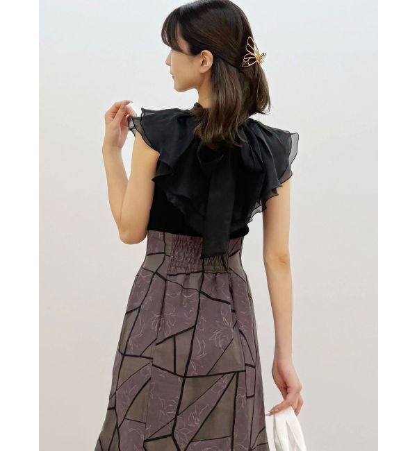 MERCURYDUO「異素材ラッフルコンパクトニット」|ニット・セーター|