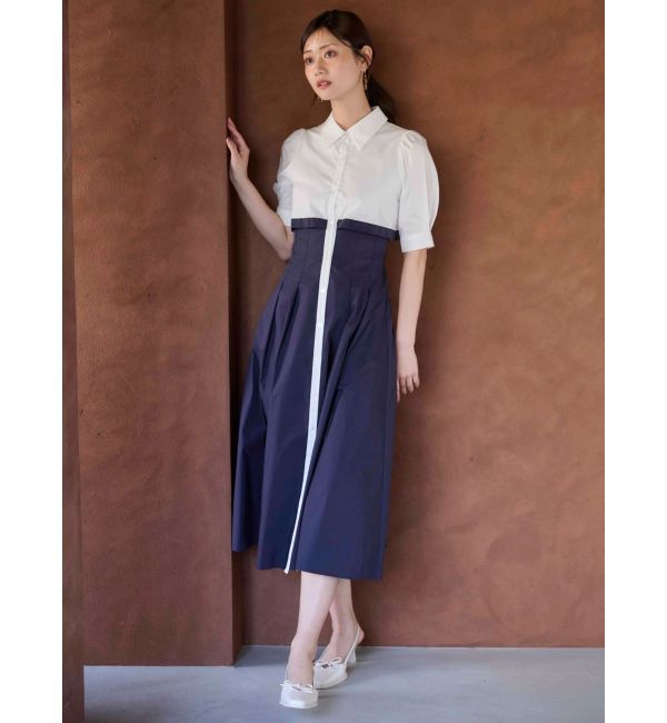 MERCURYDUO「レイヤード風シャツワンピース」|ワンピース|