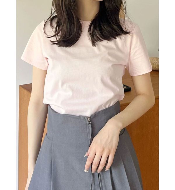 MERCURYDUO「シンプルコンパクトTシャツ」|Tシャツ・カットソー|ベビーピンク