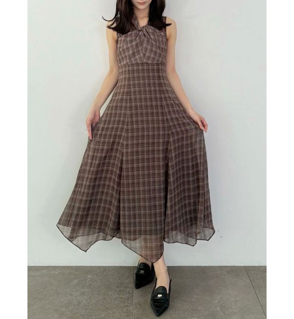 MERCURYDUO「ツイストネックワンピース」|ワンピース|ブラウン