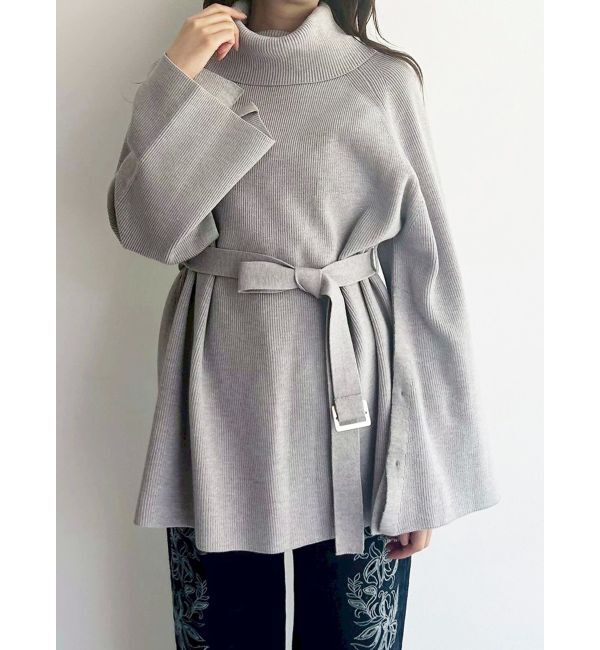 MERCURYDUO「ベルテッドオフタートルニット」|ニット・セーター|