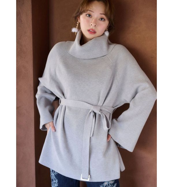 MERCURYDUO「ベルテッドオフタートルニット」|ニット・セーター|