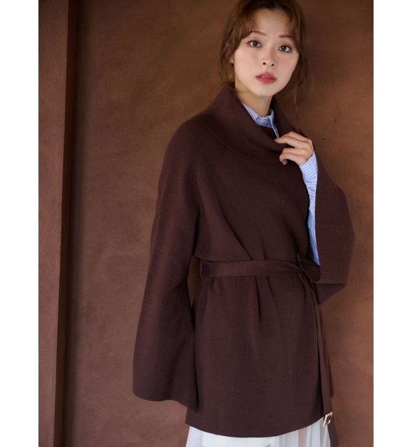 MERCURYDUO「ベルテッドオフタートルニット」|ニット・セーター|