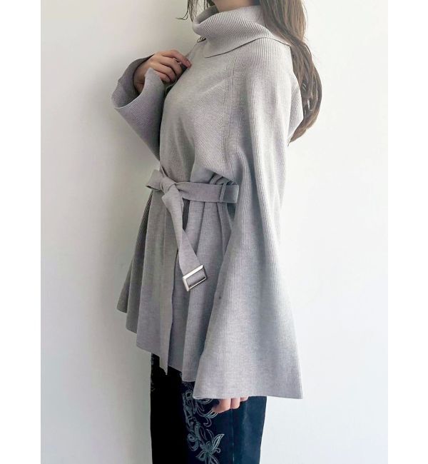 MERCURYDUO「ベルテッドオフタートルニット」|ニット・セーター|