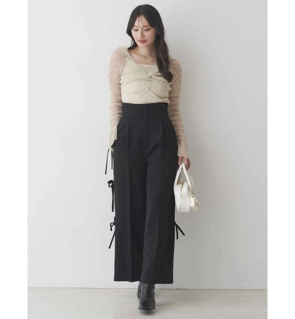 MERCURYDUO「ラメチュールツイストギャザートップス」|Tシャツ・カットソー|