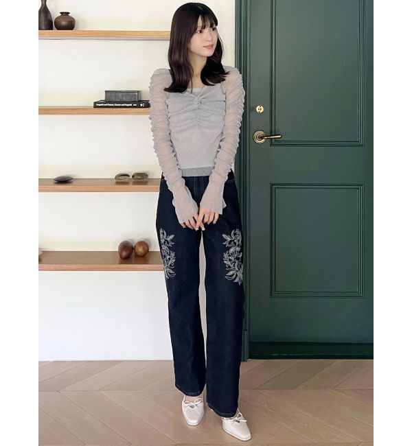 MERCURYDUO「ラメチュールツイストギャザートップス」|Tシャツ・カットソー|