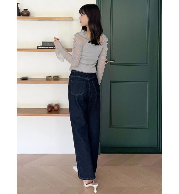 MERCURYDUO「ラメチュールツイストギャザートップス」|Tシャツ・カットソー|