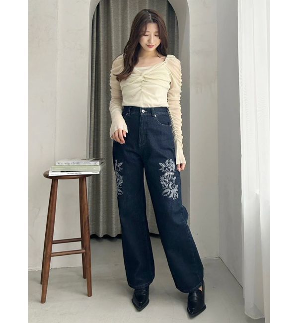 MERCURYDUO「ラメチュールツイストギャザートップス」|Tシャツ・カットソー|