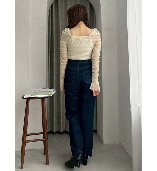 MERCURYDUO「ラメチュールツイストギャザートップス」|Tシャツ・カットソー|