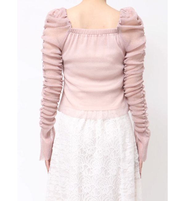 MERCURYDUO「ラメチュールツイストギャザートップス」|Tシャツ・カットソー|