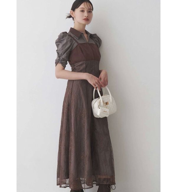 MERCURYDUO「ダブルカラービスチェドッキングパワショルシャツワンピース」|ワンピース|