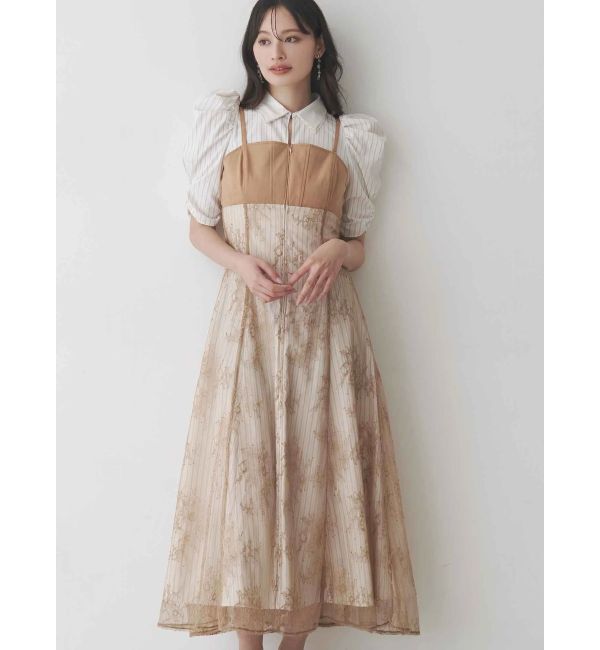 MERCURYDUO「ダブルカラービスチェドッキングパワショルシャツワンピース」|ワンピース|