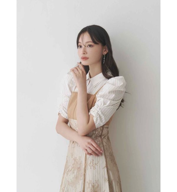 MERCURYDUO「ダブルカラービスチェドッキングパワショルシャツワンピース」|ワンピース|