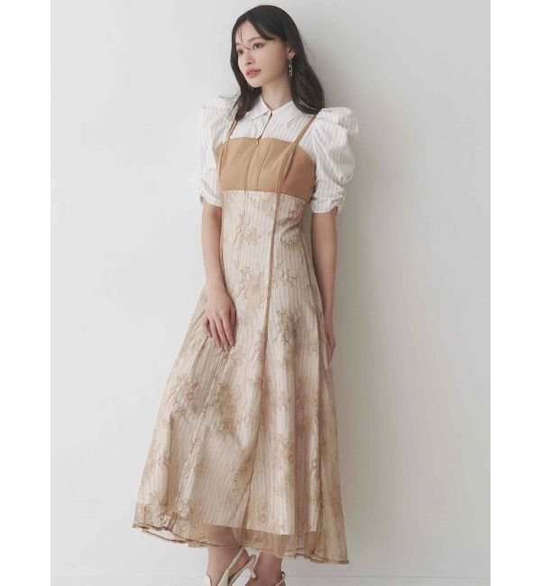 MERCURYDUO「ダブルカラービスチェドッキングパワショルシャツワンピース」|ワンピース|