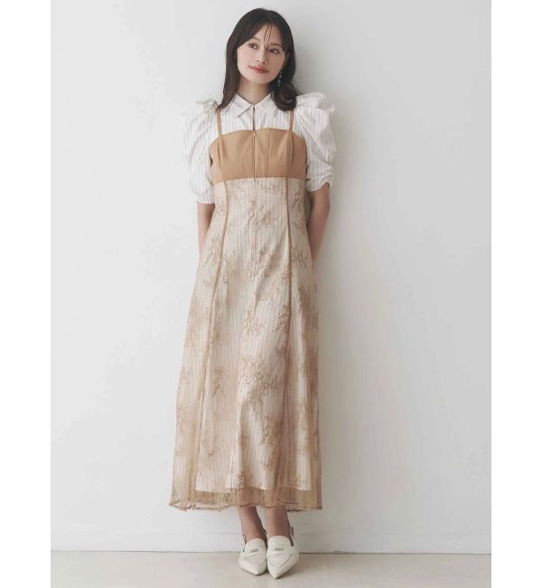 MERCURYDUO「ダブルカラービスチェドッキングパワショルシャツワンピース」|ワンピース|