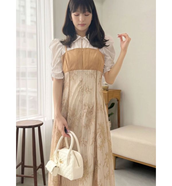 MERCURYDUO「ダブルカラービスチェドッキングパワショルシャツワンピース」|ワンピース|