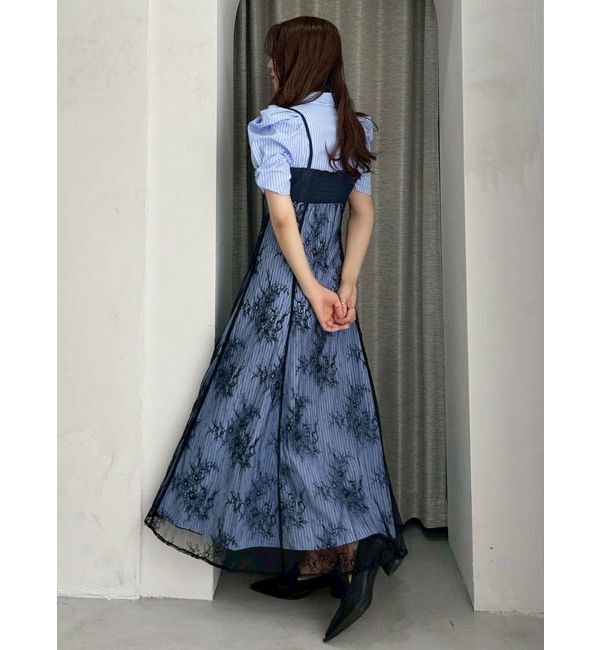 MERCURYDUO「ダブルカラービスチェドッキングパワショルシャツワンピース」|ワンピース|