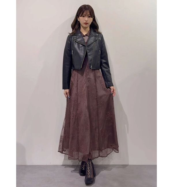 MERCURYDUO「ダブルカラービスチェドッキングパワショルシャツワンピース」|ワンピース|