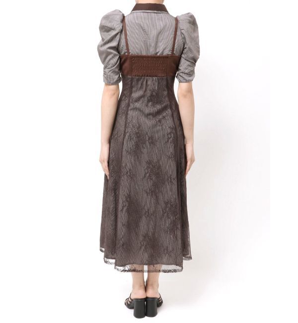 MERCURYDUO「ダブルカラービスチェドッキングパワショルシャツワンピース」|ワンピース|