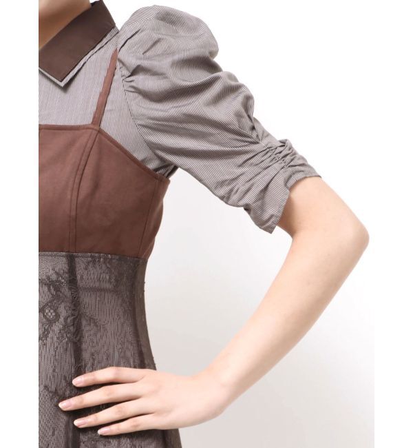 MERCURYDUO「ダブルカラービスチェドッキングパワショルシャツワンピース」|ワンピース|