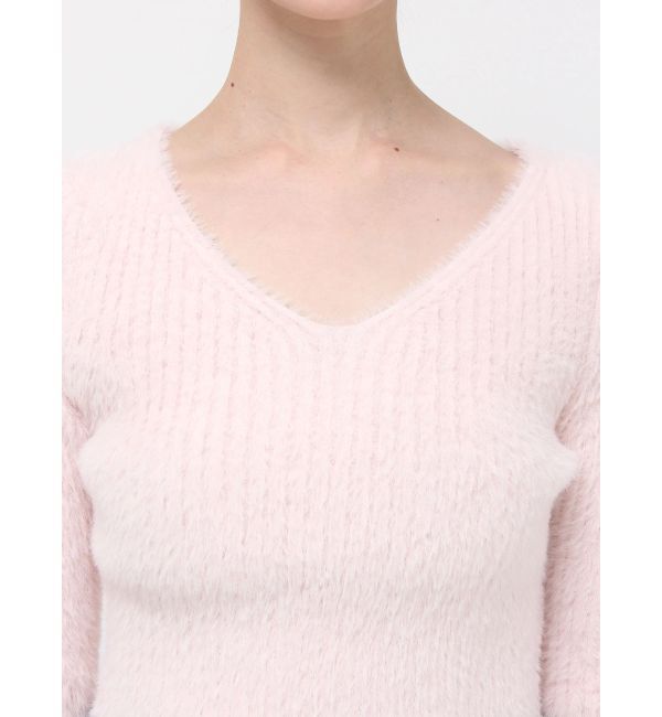 MERCURYDUO「ミニシャギーVネッククロップドニット」|ニット・セーター|