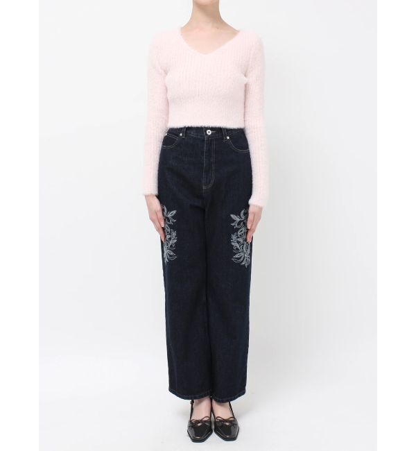 MERCURYDUO「ミニシャギーVネッククロップドニット」|ニット・セーター|