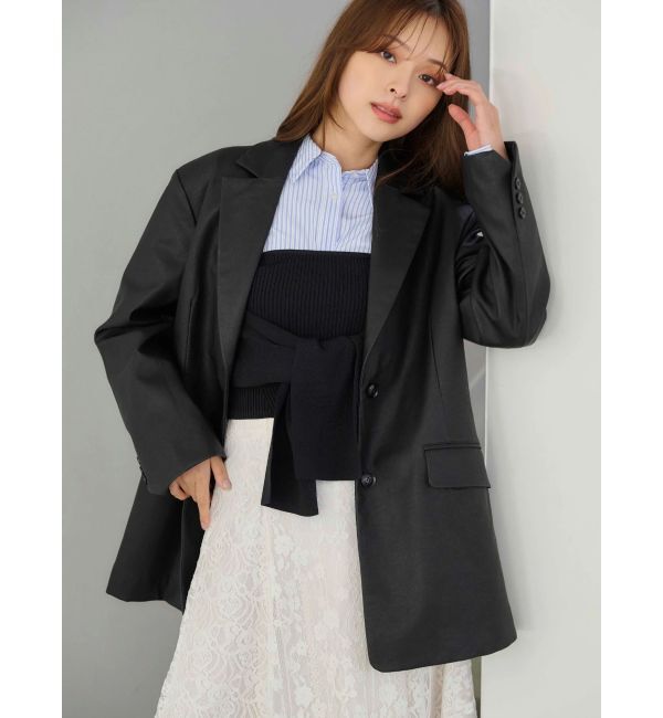 MERCURYDUO「フェイクレザーオーバージャケット」|テーラードジャケット|