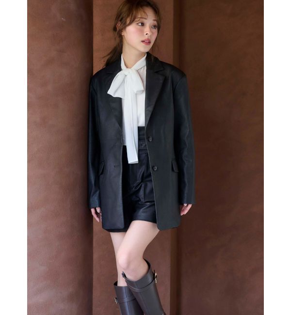 MERCURYDUO「フェイクレザーオーバージャケット」|テーラードジャケット|
