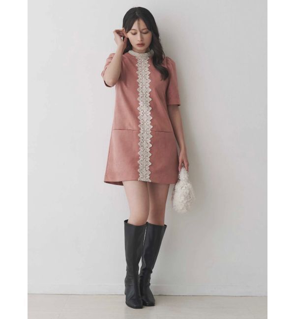 MERCURYDUO「バイカラーレースミニワンピース」|ワンピース|