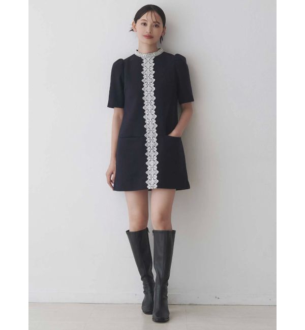 MERCURYDUO「バイカラーレースミニワンピース」|ワンピース|