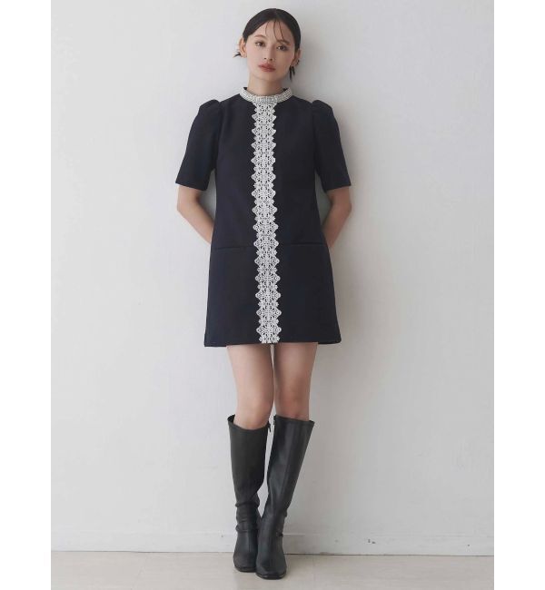 MERCURYDUO「バイカラーレースミニワンピース」|ワンピース|