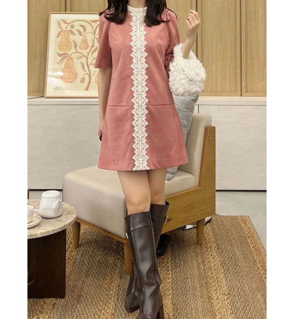 MERCURYDUO「バイカラーレースミニワンピース」|ワンピース|