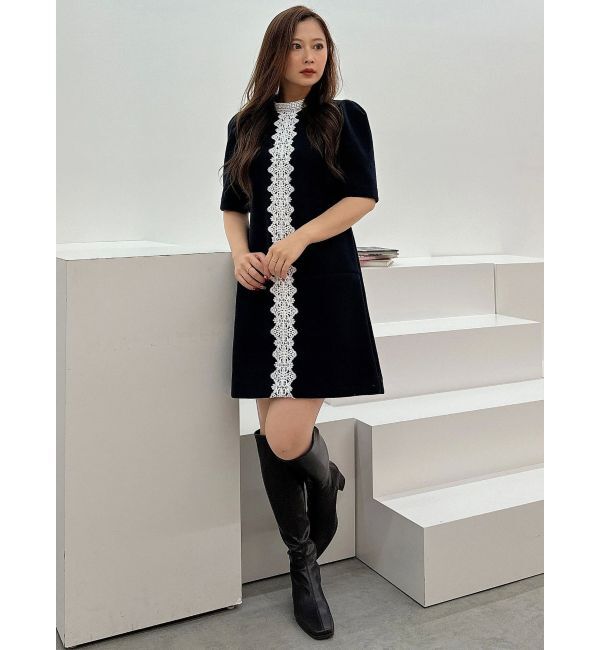 MERCURYDUO「バイカラーレースミニワンピース」|ワンピース|