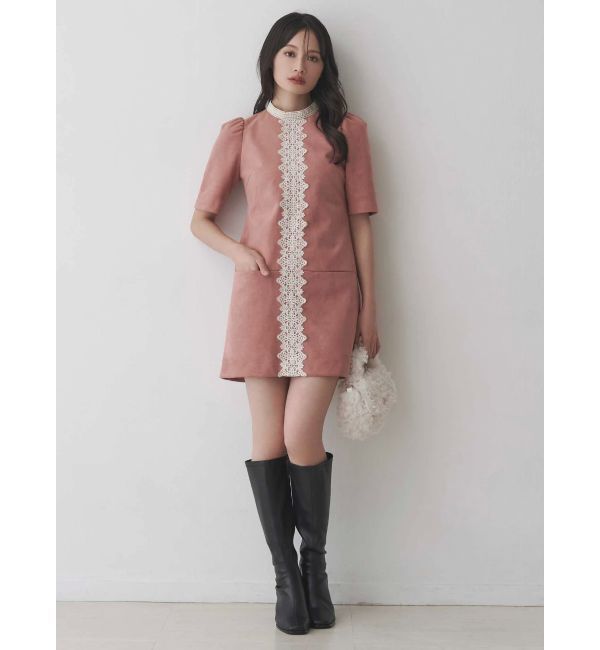 MERCURYDUO「バイカラーレースミニワンピース」|ワンピース|