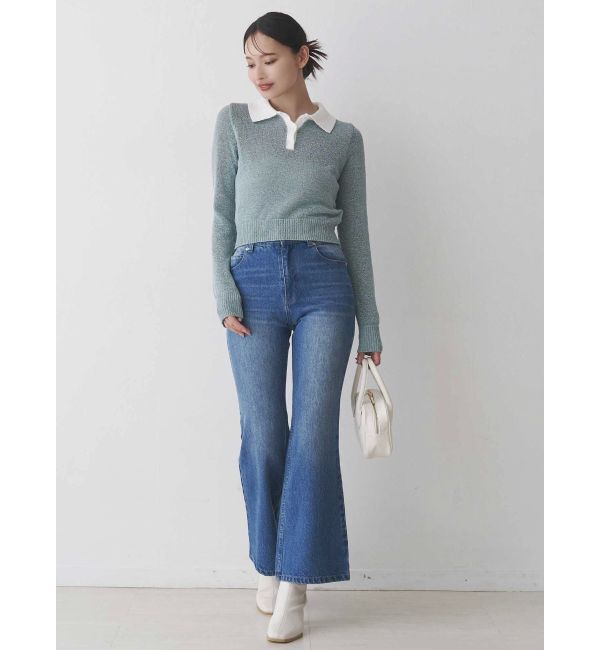 MERCURYDUO「クリアボタンポロニット」|ニット・セーター|