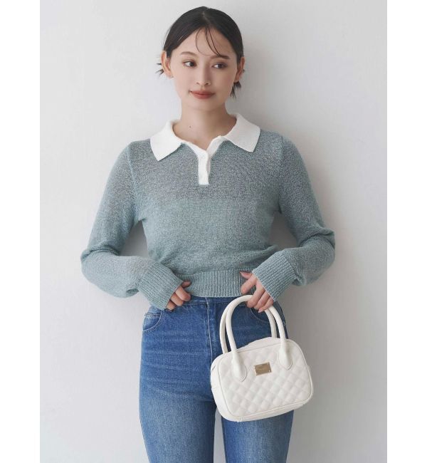 MERCURYDUO「クリアボタンポロニット」|ニット・セーター|