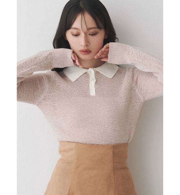 MERCURYDUO「クリアボタンポロニット」|ニット・セーター|