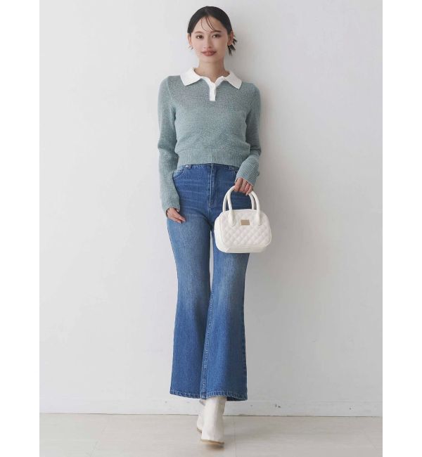 MERCURYDUO「クリアボタンポロニット」|ニット・セーター|