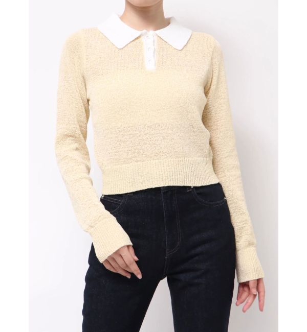 MERCURYDUO「クリアボタンポロニット」|ニット・セーター|イエロー