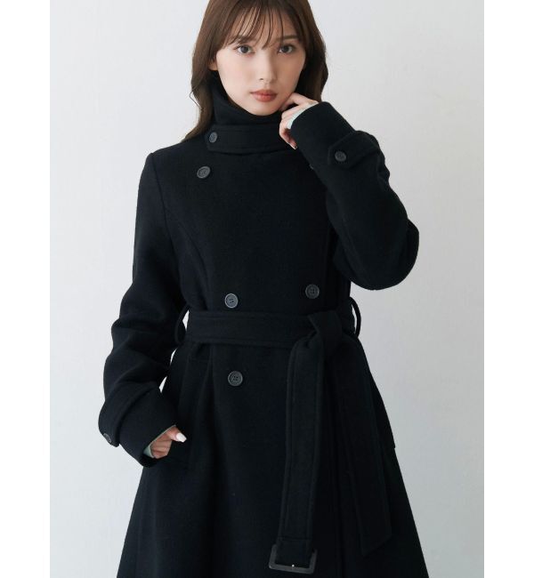 MERCURYDUO「ウールスタンドカラーコート」|その他|ブラック