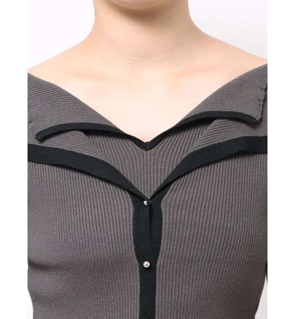 MERCURYDUO「ダブルカラーフェイクレイヤードリブニット」|ニット・セーター|