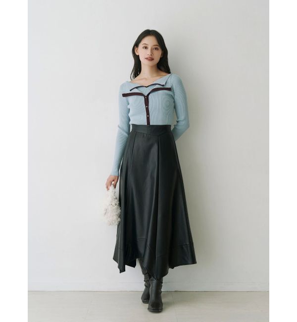 MERCURYDUO「ダブルカラーフェイクレイヤードリブニット」|ニット・セーター|