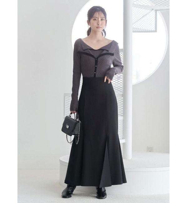 MERCURYDUO「ダブルカラーフェイクレイヤードリブニット」|ニット・セーター|