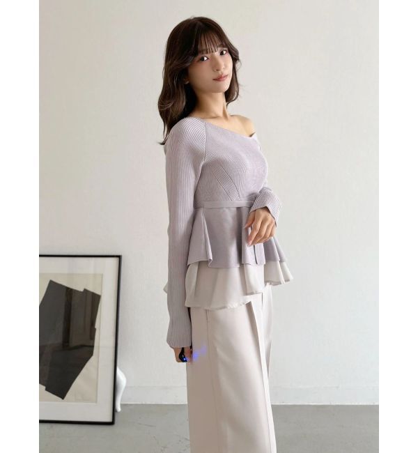 MERCURYDUO「異素材ドッキングペプラムニット」|ニット・セーター|