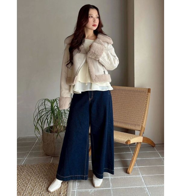 MERCURYDUO「異素材ドッキングペプラムニット」|ニット・セーター|