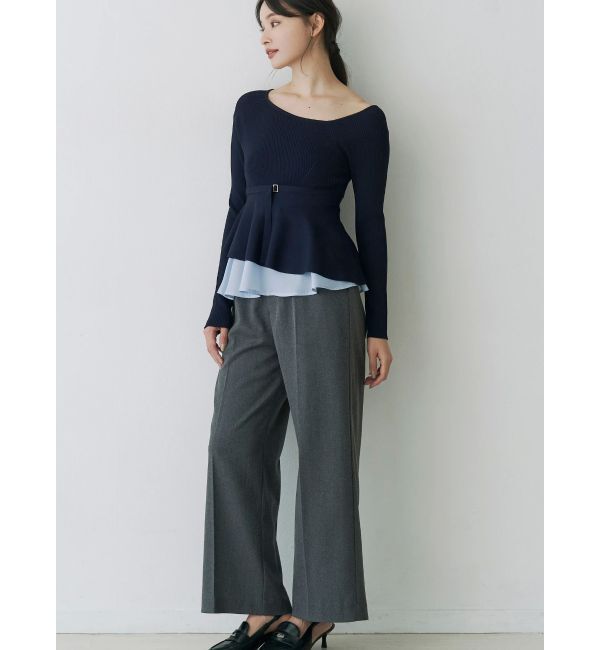 MERCURYDUO「異素材ドッキングペプラムニット」|ニット・セーター|