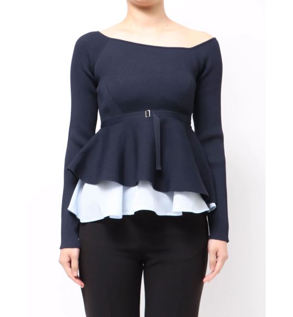 MERCURYDUO「異素材ドッキングペプラムニット」|ニット・セーター|