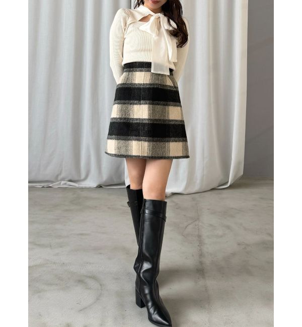 MERCURYDUO「シャギーチェックミニスカート」|スカート|
