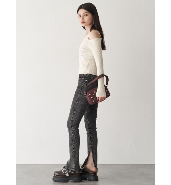 MURUA「ショルダーカットレイヤードライクリブニット」|ニット・セーター|